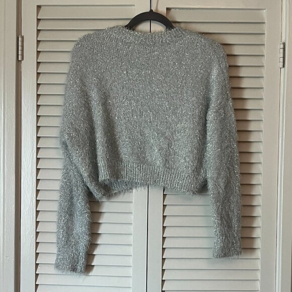 Urban Outfitters 'Elisabeth' XS sparkly silver metallic sweater cropped - Picture 5 of 8